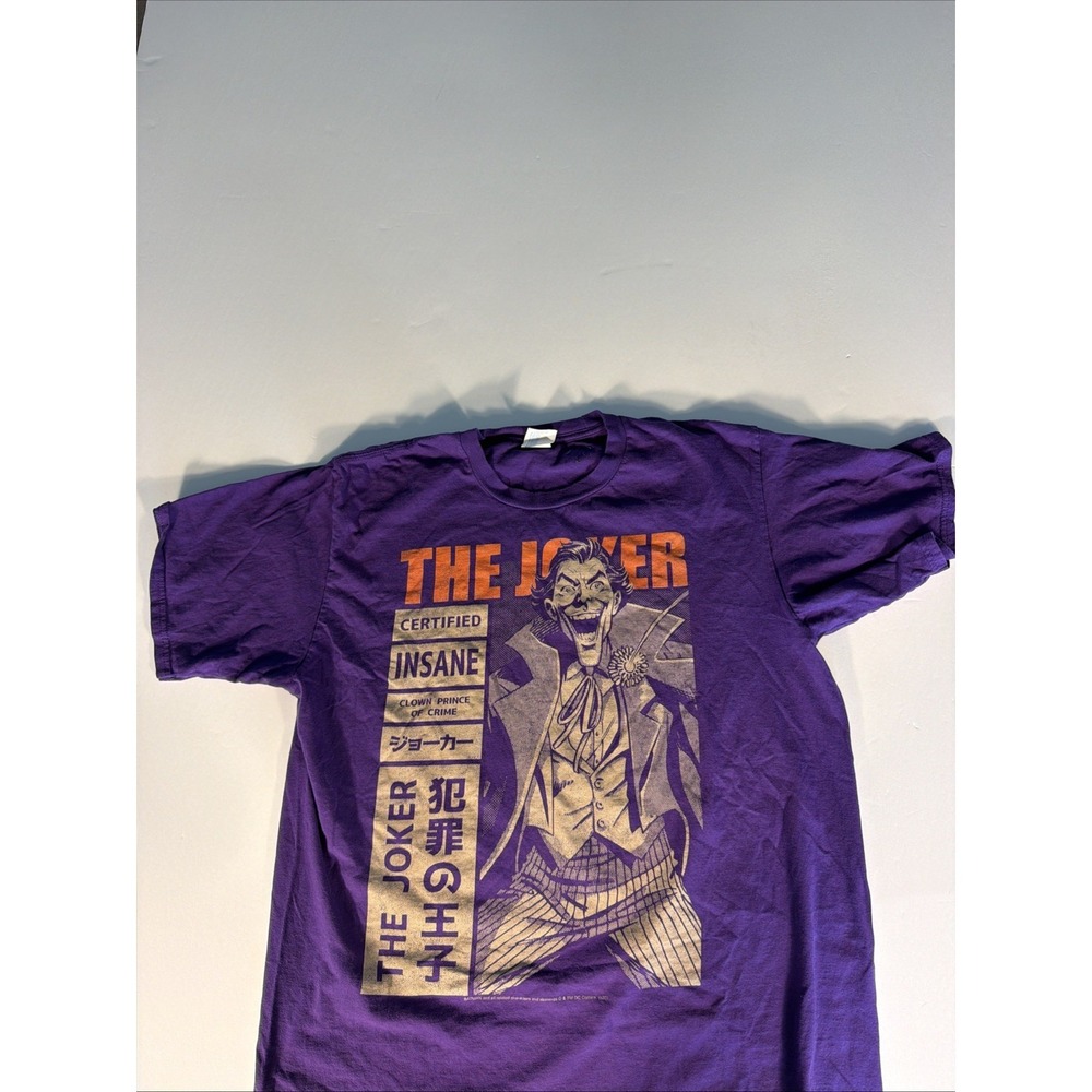 DC COMICS The Joker Men's Certified Insane T Shirt Gray Batman Size Large